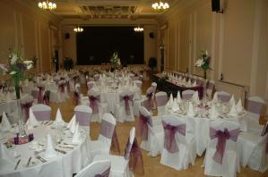 Photo showing the Clarendon Hall set up for a reception