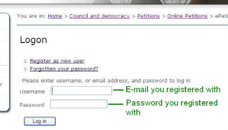 Step 7 - enter your email address as the udername and the password you registered with