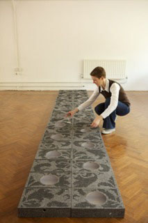 Eleanor Pritchard Working on Stitched Archive Files for Table