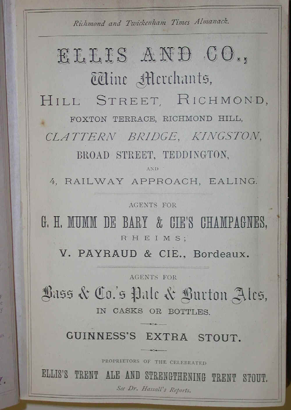 Advertisement for Ellis Wine Stores