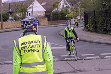 local school children taking part in cycling course