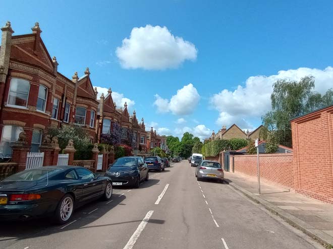 Figure 198: View looking west along Laurel Road towards the Green