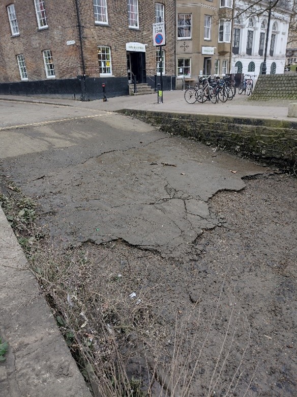 Figure 57 Water Lane slipway, with tarmac in poor condition