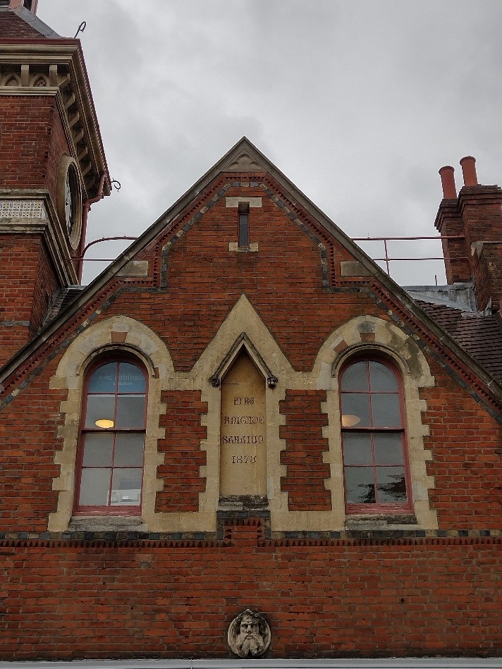 Masonry plaque with date inscription on former Fire Brigade Station, The Square