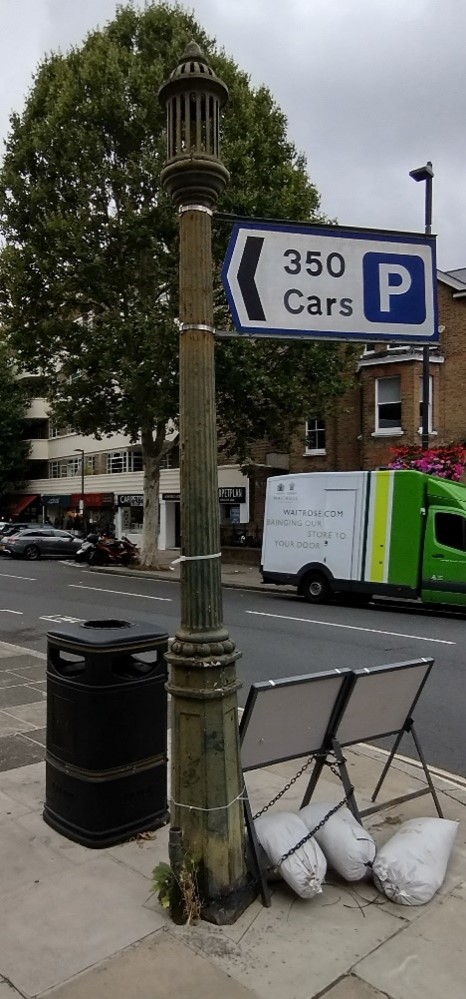 Sewer ventilation pipe (stink pipe), junction of Paradise Road and Sheen Road