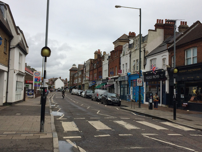 Figure 20: View looking north from no.28b Sheen Lane towards the level crossing