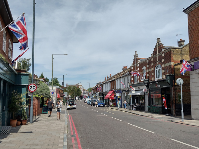 Figure 17: View looking north from nos.82-86 Sheen Lane