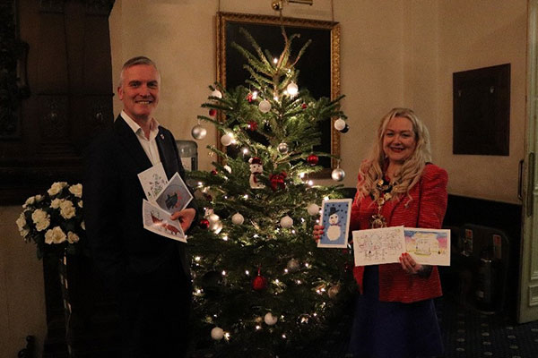 Young artists create Christmas cards for Mayor and Council Leader