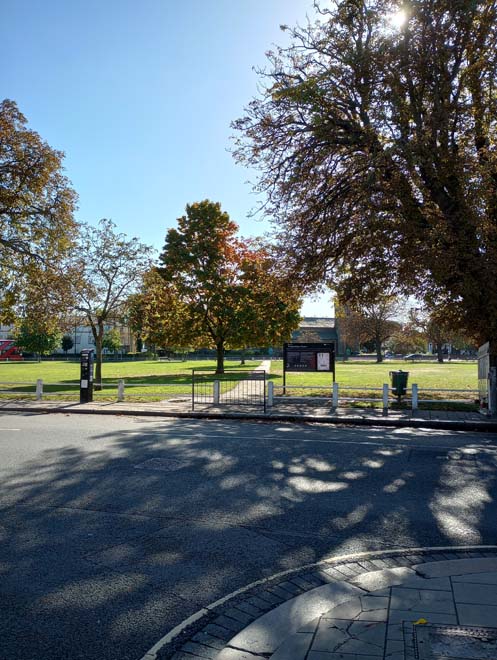 Figure 14: View looking south from the bottom of May Road across The Green to Holy Trinity Church