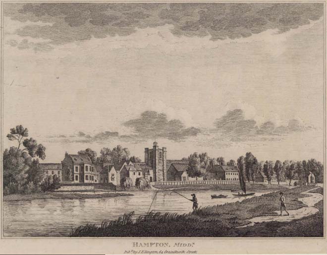 Figure 8: A view of Hampton from across the Thames in the early 19th century (1809)