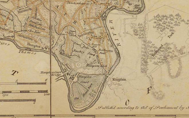 Fig. 11 Extract of Hampton Court from 1757, Middlesex, map by Emanuel Bowen.