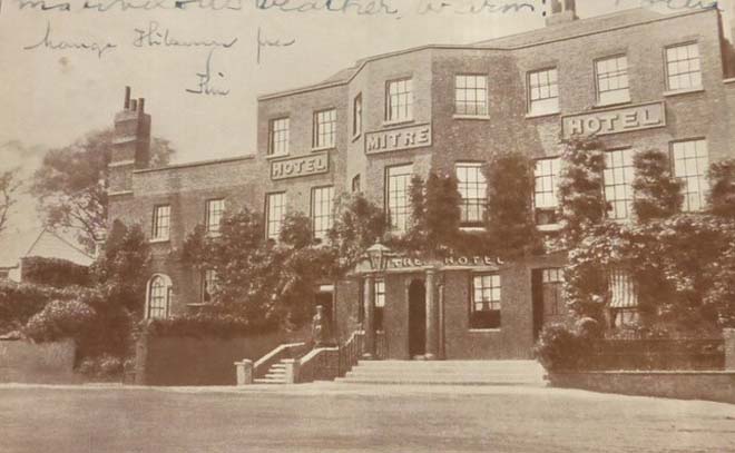 Fig. 38 Postcard of Mitre Hotel in 1933. Sadler Bros, Proprietors