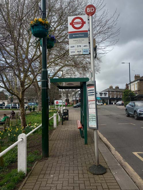 Figure 153: Bus stop by the Green, a typical example of bus stops throughout the Conservation Area