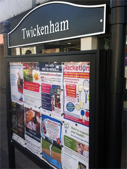 Community notice board in Twickenham