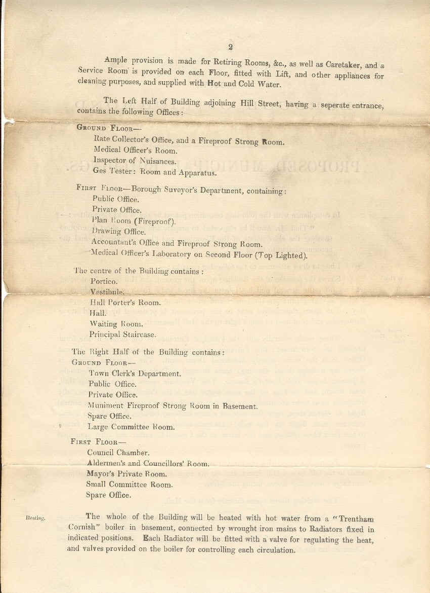 Municipal Buildings - page 2 of W.J. Ancell's proposals for Richmond Town Hall, 1889.