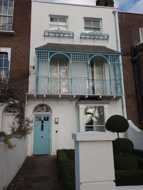 Figure 37: Blue iron railing balcony in Kew Green