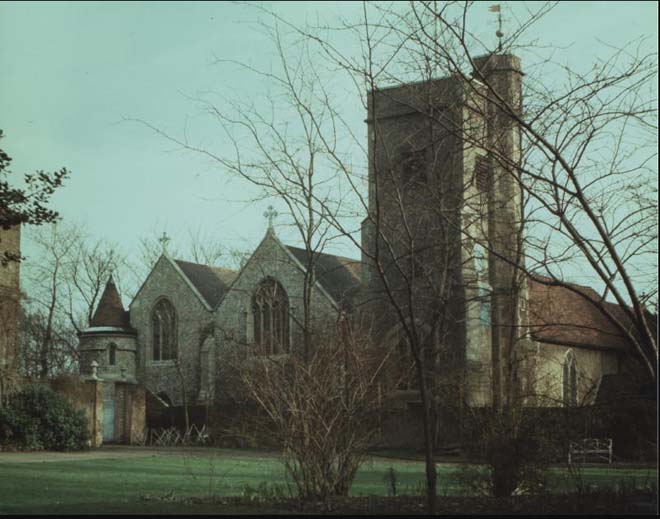 Figure 2: St Mary's Church in 1969 before the fire (Barnes and Mortlake Historical Society)