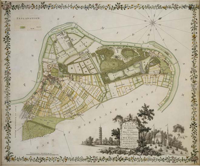 Figure 8: Plan of the Royal Manor of Richmond (1771). Kew is visible on the right