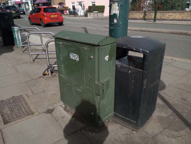 Figure 126: Accumulation of street furniture on the corner of High Street and Station Road
