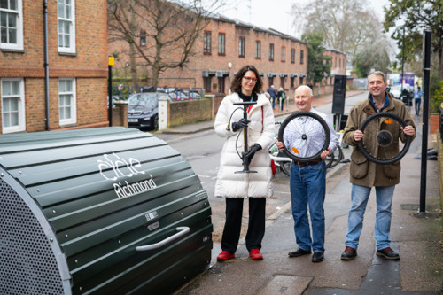 Richmond celebrates cycling milestone as 100th bikehangar installed